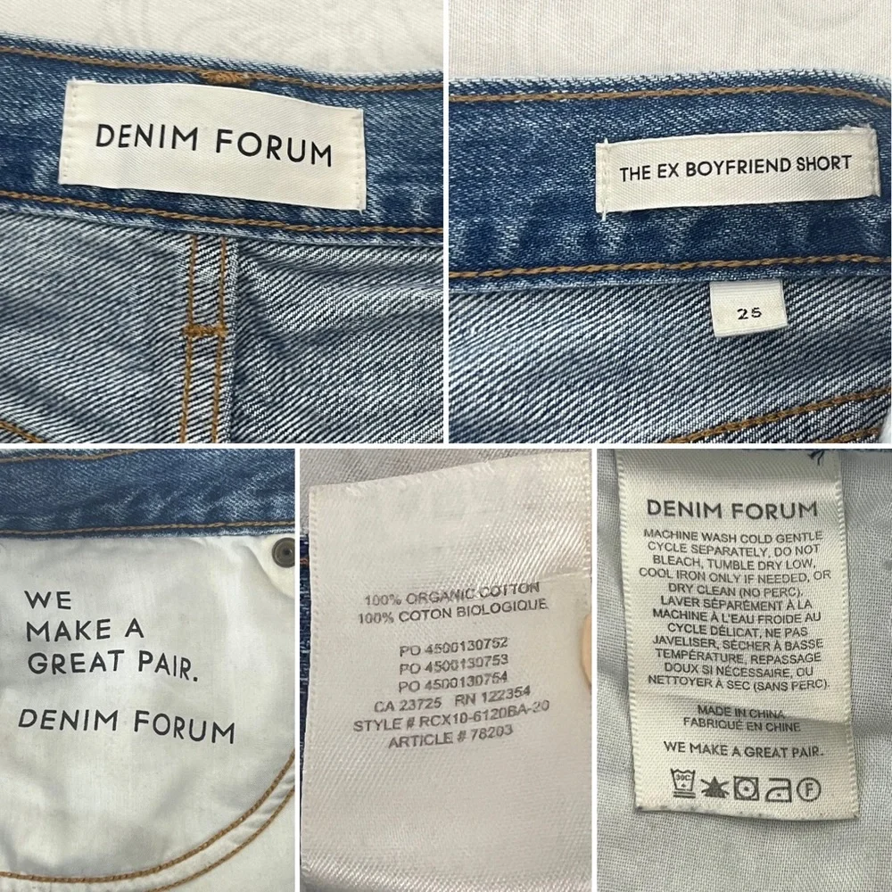 Aritzia Denim Forum Organic Cotton The Ex Boyfriend Distressed Button Shorts 25